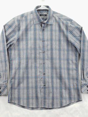 Zagiri Shirt Mens Large Black White Plaid 100% Cotton Long Sleeve Button-Up